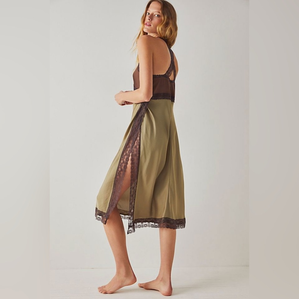 Free People Intimately Tri Mi Midi Slip in Willow